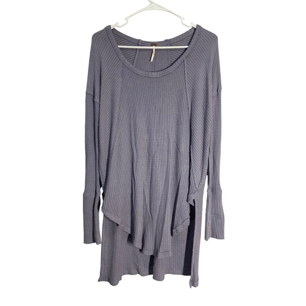 Free People Waffle Knit Long Sleeve Top sz S Boho Grunge Lagenlook